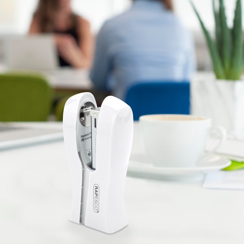 Rapesco 1319 Stand Up Stapler, Space-Saving Desktop Stapler, 20 Sheet Capacity, Ergonomic Grip, Uses Type 26 Standard 1/4" and Type 24 High-Capacity 1/4" Staples, White - Image 4